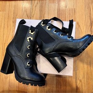 Ted Baker Leather Lace Up Chunky Heeled Boot 37